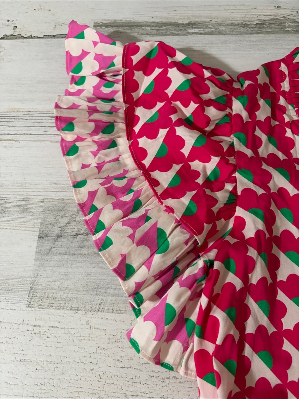 Alden Day Pink & Green Printed Ruffle Casual Dress - Picture 2 of 10